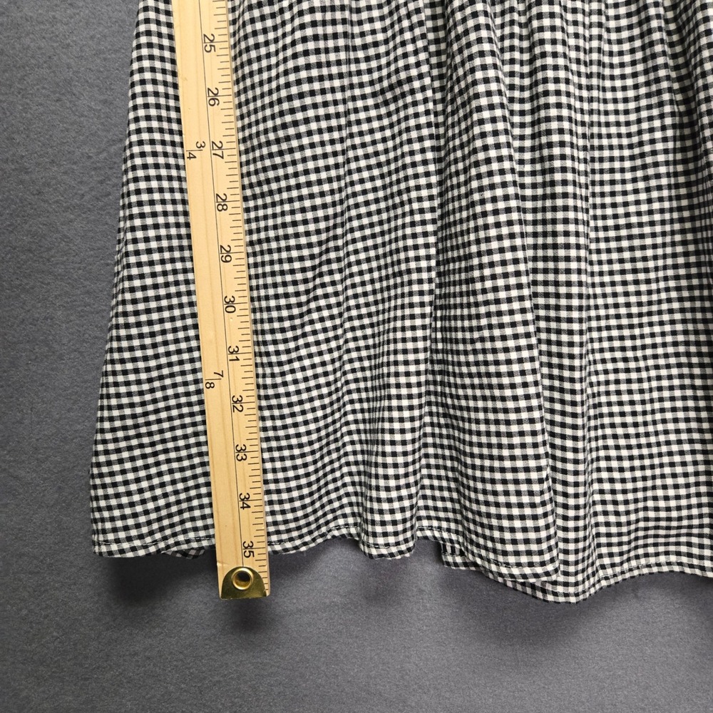 Gap Gingham Cottagecore Country Mini Dress Womens L Tall Black Ruffle Sleeve - Picture 10 of 13